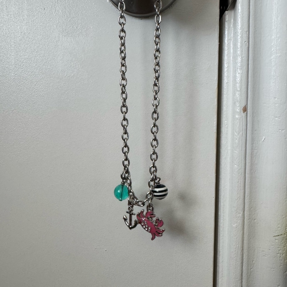 Kids' Silver Charm Necklace with Pink and Green Accents